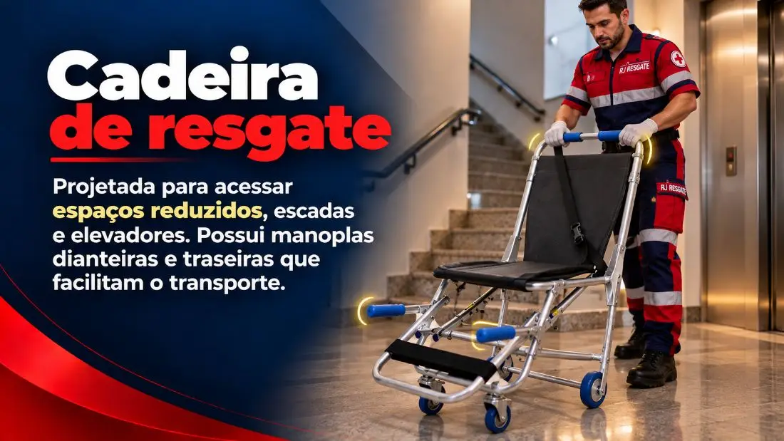 Cadeira de resgate projetada para espaços reduzidos, escadas e elevadores
